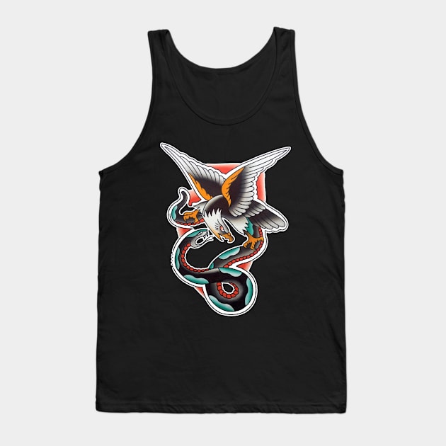 Eagle and Snake Battle Tattoo Design Tank Top by forevertruetattoo